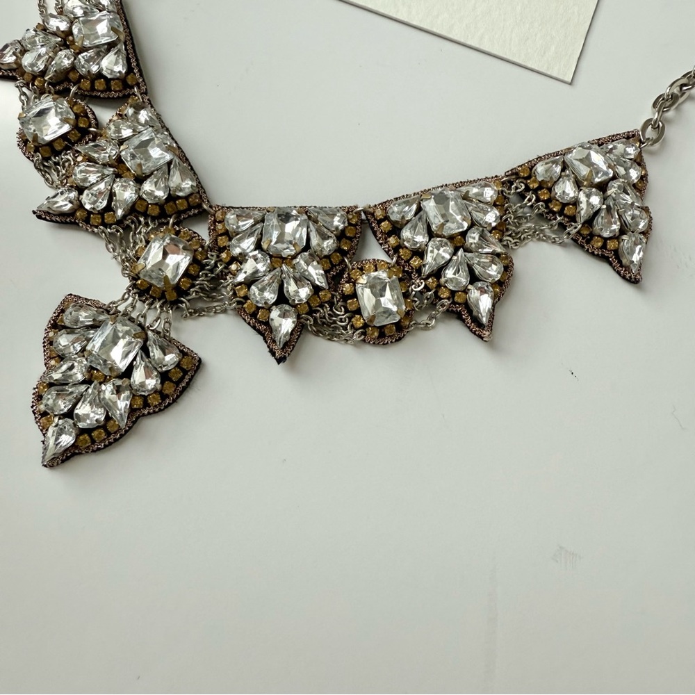 Suzanna Dai Crystal Statement Necklace Wedding Guest Jewelry Adjustable 27” - Picture 6 of 7